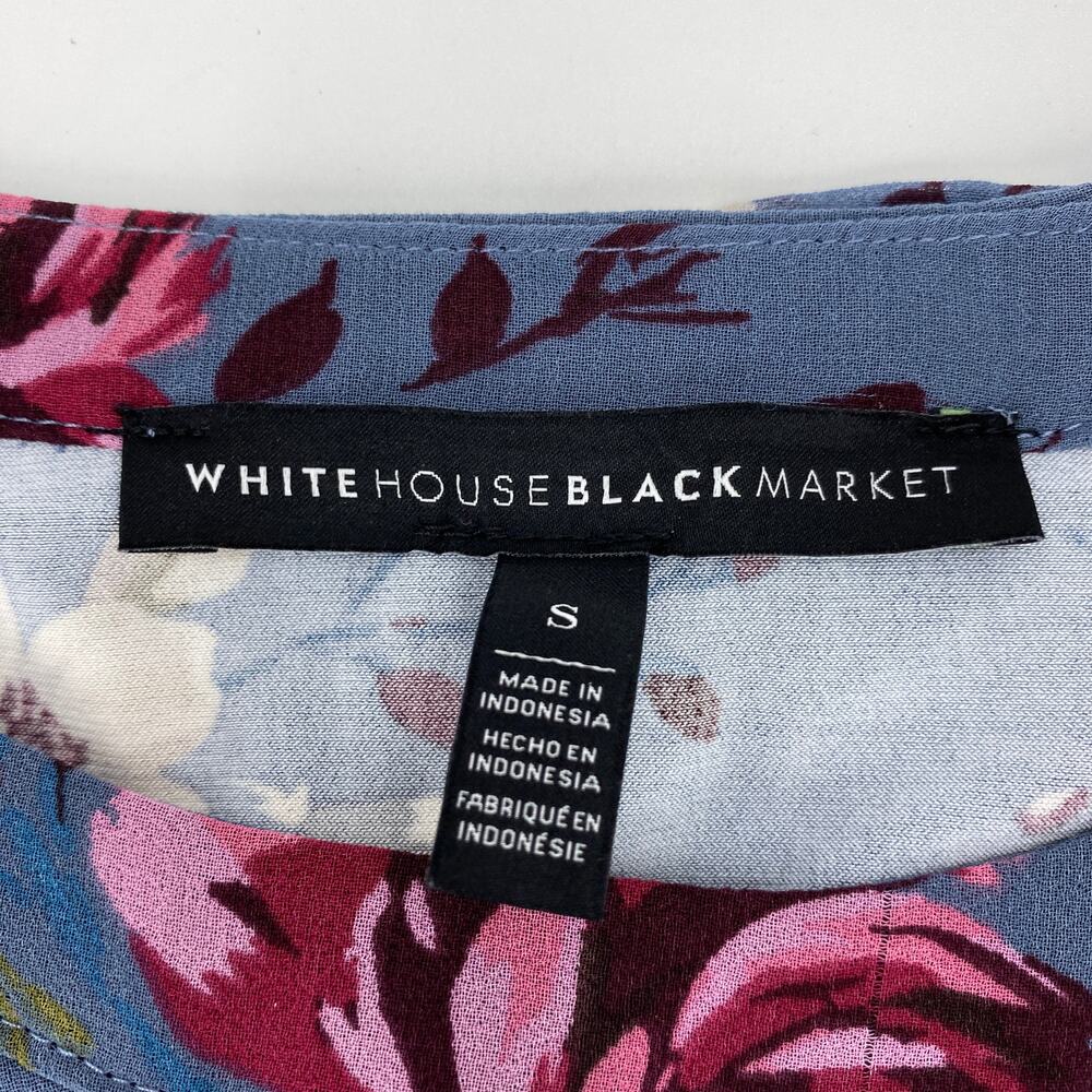 WHITE HOUSE BLACK MARKET Floral Ruffle Long Sleeve Pullover Blouse Womens Size S - Picture 4 of 8